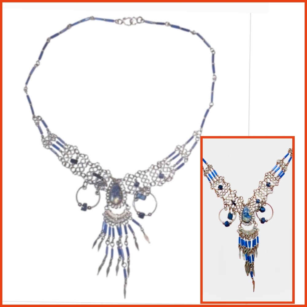 Bohemian Queen Lapis and Silver Necklace